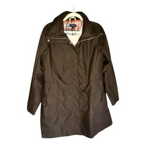 Land's End Trench Rain Coat Chocolate Brown Size Medium 10-12